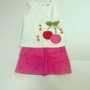 NWT Gymboree Girl Cherry Baby Embroidered Cherry Skort & Cherry Tank Size 3